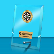 Darts Glass Rectangle Award with Metal Pin