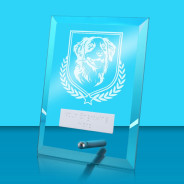 UV Colour Printed Dog Glass Rectangle Award with Metal Pin