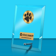 Dog Glass Rectangle Award with Metal Pin