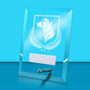 UV Colour Printed Dog Glass Rectangle Award with Metal Pin