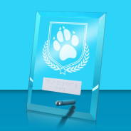UV Colour Printed Dog Glass Rectangle Award with Metal Pin
