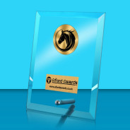 Equestrian Glass Rectangle Award with Metal Pin