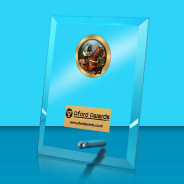 Equestrian Glass Rectangle Award with Metal Pin