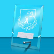 UV Colour Printed Fishing Glass Rectangle Award with Metal Pin
