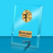 Gymnastics Glass Rectangle Award with Metal Pin