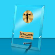 Gymnastics Glass Rectangle Award with Metal Pin