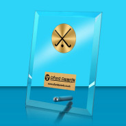 Hockey Glass Rectangle Award with Metal Pin