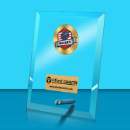 Hockey Glass Rectangle Award with Metal Pin