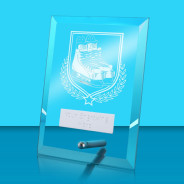 UV Colour Printed Ice Hockey Glass Rectangle Award with Metal Pin