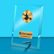 Kayaking Glass Rectangle Award with Metal Pin