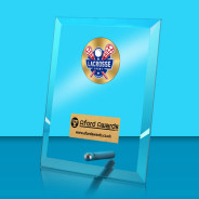 Lacrosse Glass Rectangle Award with Metal Pin