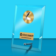 Literature Glass Rectangle Award with Metal Pin
