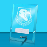 UV Colour Printed Motorsport Glass Rectangle Award with Metal Pin