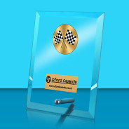 Motorsport Glass Rectangle Award with Metal Pin