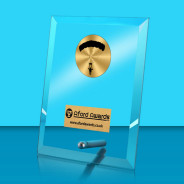 Paragliding Glass Rectangle Award with Metal Pin