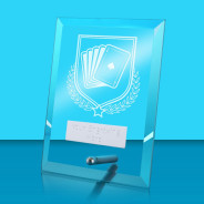 UV Colour Printed Poker Glass Rectangle Award with Metal Pin