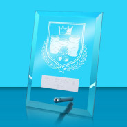 UV Colour Printed Poker Glass Rectangle Award with Metal Pin