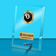 Pool Glass Rectangle Award with Metal Pin