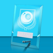UV Colour Printed Pool Glass Rectangle Award with Metal Pin