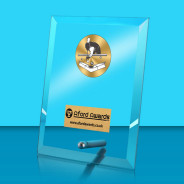 Pool Glass Rectangle Award with Metal Pin