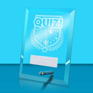 UV Colour Printed Quiz Glass Rectangle Award with Metal Pin