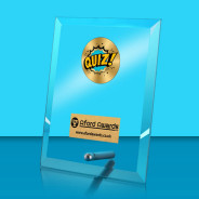 Quiz Glass Rectangle Award with Metal Pin