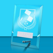 UV Colour Printed Referee Glass Rectangle Award with Metal Pin