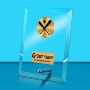 Rounders Glass Rectangle Award with Metal Pin