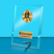 Running Glass Rectangle Award with Metal Pin