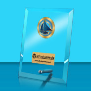 Sailing Glass Rectangle Award with Metal Pin