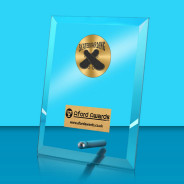 Skateboarding Glass Rectangle Award with Metal Pin