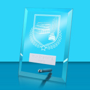 UV Colour Printed School Glass Rectangle Award with Metal Pin