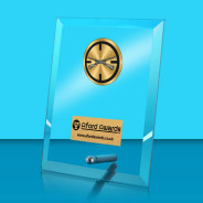 Shooting Glass Rectangle Award with Metal Pin
