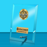 Shooting Glass Rectangle Award with Metal Pin