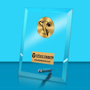 Singing Glass Rectangle Award with Metal Pin