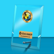 Surfing Glass Rectangle Award with Metal Pin