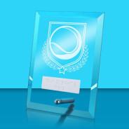 UV Colour Printed Tennis Glass Rectangle Award with Metal Pin