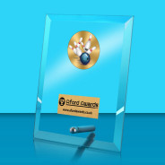 Ten Pin Bowling Glass Rectangle Award with Metal Pin