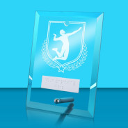 UV Colour Printed Volleyball Glass Rectangle Award with Metal Pin