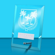 UV Colour Printed Surfing Glass Rectangle Award with Metal Pin