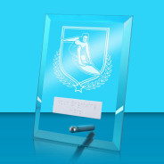 UV Colour Printed Surfing Glass Rectangle Award with Metal Pin