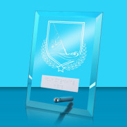 UV Colour Printed Wind Sailing Glass Rectangle Award with Metal Pin