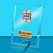 Well Done Glass Rectangle Award with Metal Pin