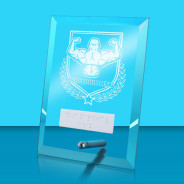 UV Colour Printed Bodybuilding Glass Rectangle Award with Metal Pin