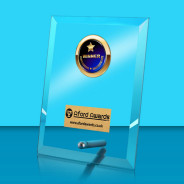 Winner Glass Rectangle Award with Metal Pin
