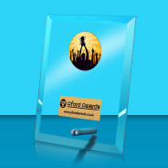 Winner Glass Rectangle Award with Metal Pin