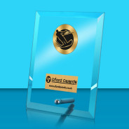 Water Skiing Glass Rectangle Award with Metal Pin