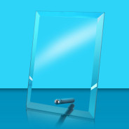 Glass Rectangle Award with Metal Pin in Black Presentation Box