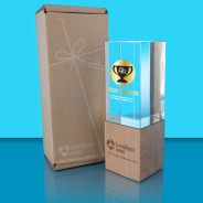 Colour Printed 'GreenVision' Clear Glass Column Award