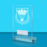 UV Colour Printed Badminton L Shaped Jade Glass Award